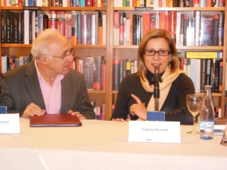 Con Juan José Tamayo presentando Mirando de frente al islam, Barcelona 2014